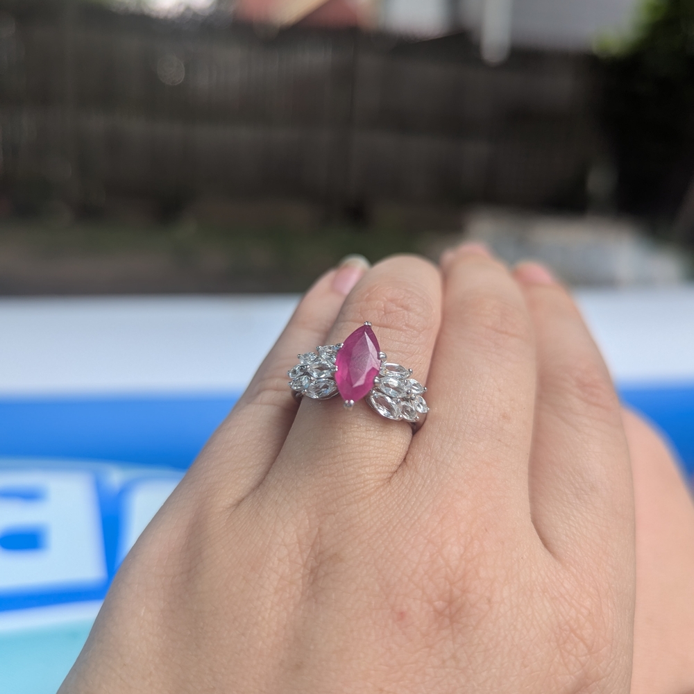 Rhodolite Garnet & White Topaz Ring (Size 6.0) 2.75 Carats